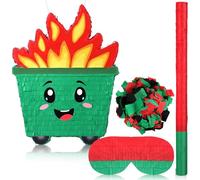 Soulchen Dumpster on Fire Piñata 15 x 11 Inch Piñata with Bat Blindfold Confetti and Stick for Birthday Party Baby Shower Photo Props Cinco De Mayo Fiesta Decoration Teens Adults Christmas Supplies