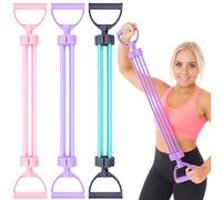 Soulchen Figure 8 Fitness Resistance Bands with Handles, 3 Packs 10-90lb Adjustable Elastic Exercise Bands, Non-Slip Silicone Ropes for Strength Stretch Training for Arms Shoulder Chest Legs