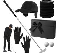 Soulchen Golf Gifts Kit Include Cold Weather Golf Gloves, Putter Two Ways with 2 Practice Balls, Winter Baseball Hat, Thick Windproof Scarves and Gift Box for Men Dad Winter Gifts