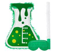 Soulchen Mad Scientist Science Beaker Pinata with Rod and Mask Blindfold 15.75 x 12 x 3.5 Inches Science Party Decorations Birthday Party Supplies for Kids Adults Game