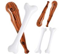 Soulchen Set of 3 Inflatable Caveman Jumbo Bone with Stick Prop 35 Inch Bone and Brown Inflatable Caveman Baseball Bat for Halloween Costume Accessories Cosplay Birthday Decor
