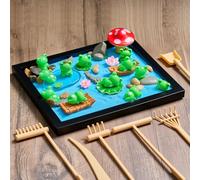 Soulchen Zen Garden Kit for Desk Decor Zen Sand Garden Box Set with Black Wooden Tray, Blue Sand, Tools & Accessories Japanese Gifts for Desktop Meditation Room Office Home(Frog)