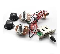 SoulDiM Guitar Wiring Harness Set Prewired 500K Big Pots 5 Way Switch Wiring Harness Kit with 6.35 Output/Black Knobs for Strat Electric Guitar