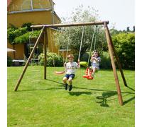 Soulet Gabin Childrens Triple Wooden Swing Set Dip Treated 3.1m x 1.8m Swing