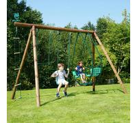 Soulet Juliet Triple Wooden Swing Set with Rope Ladder