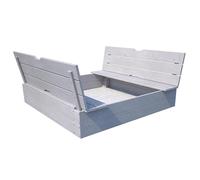 Soulet Sandpit with Folding Benches 120 × 120 cm - Grey Stained Kids Outdoor Sandbox & Play Table with Cover Seats