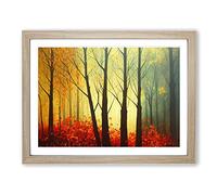 Soulful Autumn Forest Framed Wall Art Print A2 Oak