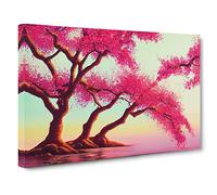 Soulful Cherry Blossom Trees Canvas Wall Art Print 30x20 Inch