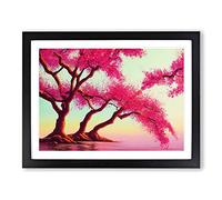 Soulful Cherry Blossom Trees Framed Print | A4 Black Framed Wall Art | Ready to Hang | Modern Floral Picture | Living Room Bedroom Lounge Office