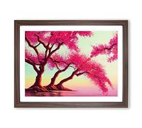 Soulful Cherry Blossom Trees H1022 Framed Print for Living Room Bedroom Home Office Décor, Wall Art Picture Ready to Hang, Walnut A3 Frame (46 x 34 cm)