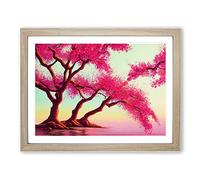 Soulful Cherry Blossom Trees H1022 Framed Print for Living Room Bedroom Home Office Décor, Wall Art Picture Ready to Hang, Oak A3 Frame (46 x 34 cm)