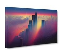 Soulful City Skyline Architecture Canvas Print | Gallery Wrapped 30mm Frame Wall Art | 30x20 inches | Ready to Hang | Contemporary Cityscape Picture | Living Room Bedroom Lounge Office