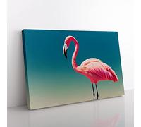Soulful Flamingo Canvas Wall Art Print Ready to Hang, Framed Picture for Living Room Bedroom Home Office Décor, 50x35 cm (20x14 Inch)