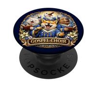 Soulful Gospel Choir Music Shiba Inu Preaching in Church PopSockets Adhesive PopGrip