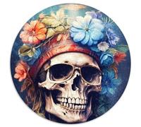 Soulful Harmony Skull 1000 Pieces Puzzle Gifts Round Jigsaw Puzzle 1000 Pieces Fun at Home Activities, Birthday Present, Travel Gifts (67.5x67.5cm)