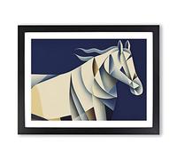 Soulful Horse Abstract BLK Framed Wall Art Print A2 Black