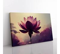 Soulful Lotus Flower Canvas Wall Art Print Ready to Hang, Framed Picture for Living Room Bedroom Home Office Décor, 76x50 cm (30x20 Inch)