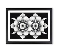 Soulful Modern Flowers Abstract BLK Framed Wall Art Print A2 Black