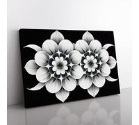 Soulful Modern Flowers Abstract Canvas Wall Art Print Ready to Hang, Framed Picture for Living Room Bedroom Home Office Décor, 60x40 cm (24x16 Inch)