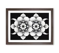 Soulful Modern Flowers Abstract H1022 BLK Framed Print for Living Room Bedroom Home Office Décor, Wall Art Picture Ready to Hang, Walnut A2 Frame (64 x 46 cm)