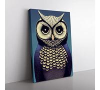 Soulful Owl Canvas Print for Living Room Bedroom Home Office Décor, Wall Art Picture Ready to Hang, 76x50 cm (30x20 Inch) CAN3020-V1022-CK-3995