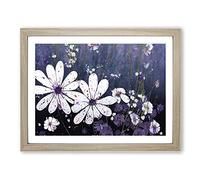 Soulful Wildflowers Floral Abstract Framed Wall Art Print A2 Oak