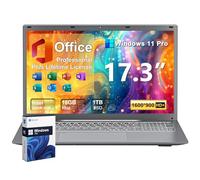 Soulgenix 17 17.3 Inch HD+ Display Laptop Computer, 11 Pro OS with MS Office Inlcuded, 16GB LPDDR4 RAM, 1TB SSD, 12th N100 Processor, Backlit Keyboard, Fingerprint, Type-C, USB 3.2 Ports, Gray