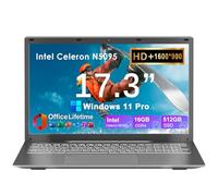 Soulgenix - 17.3" HD+ Laptop 17, Windows 11 Pro + MS Office for Business College Students, Intel Celeron N5095 4-core, 16GB RAM 512GB SSD, Type-C