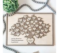 soulglass Custom Names Wood Family Tree Wall Hanging, Engraved Gift for Anniversary Wedding Birthday Christmas Hanukkah, Custom Family Tree Home Decor