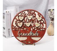 soulglass Personalized Custom Name Family Tree Wooden Decor Desktop Sign Wooden Decoration Sign Gift for Mom Christmas Mothers' Day With Names on Heart Shape