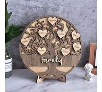 soulglass Personalized Custom Name Family Tree Wooden Decor Desktop Sign Wooden Decoration Sign Gift for Mom Christmas Mothers' Day With Names on Heart Shape