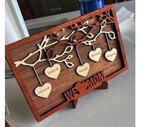 soulglass Personalized Family Names Sign, Custom Gift for Mom, for Grandma, Gift from Kids for Mom, Wooden Sign,Wooden Decor, Desktop Signs, Family Tree