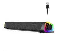 SOULION R30 Plus Computer Speakers, Wired USB Powered Bluetooth V5.3 PC Sound Bar, Colorful LED Lights with Switch Button, Computer SoundBar for Desktop Laptop Phone, Gray (3.5mm jack not support)