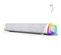 SOULION R30 Plus Computer Speakers, Wired USB-Powered Bluetooth V5.3 PC Sound Bar, Colorful LED Lights with Switch Button, Portable Computer SoundBar Speaker for Desktop Laptop Phone（Not 3.5mm AUX）