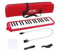 Soulmate 37 Keys Melodica Instrument, Air Piano Keyboard Soprano Melodica Musical Instrument with Soft Long Tubes, Short Mouthpieces and Carrying Bag for Kids Beginners Adults Gift, Red