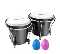 Soulmate Bongo Drums 6” and 7” Set for Adults Beginners Professionals Transparent Cavity and Metal Bongos Drum Percussion Instruments with Tuning Wrench (Black)