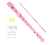 Soulmate Soprano Recorder Instrument for Beginners Kids Students, German Style C Key 8 Holes Recorder Instrument 3 Piece with Cleaning Kit, Packing Bag (Pink)
