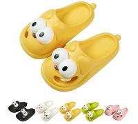 Soulmate Tongue Kissing Dog Slippers - Women's Big Eyes Slippers (Yellow, UK 3.5, Medium)