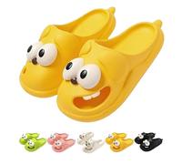 Soulmate Tongue Out Kissing Slippers - 3D Funny Thick Cartoon EVA Non Slip Slides (Yellow, 9.5-10 Women/7.5-8 Men)