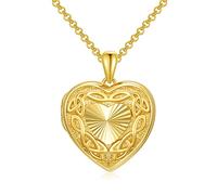 SOULMEET 18k Gold Plated Silver Heart Celtic Locket Necklace That Holds 2 Picture,I Love You Forever,20" (Locket only)