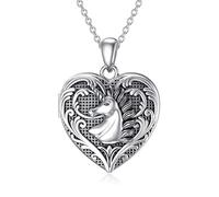SOULMEET 925 Sterling Silver Heart Shaped Unicorn Locket Necklace That Holds Pictures Photo Animal Personalized Locket Necklace
