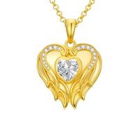 SOULMEET Angel Wing Locket Necklace for Women with Cubic Zircon That Holds 2 Pictures Memorial Silver Pendant Gift for Mum Dad Wife Christmas Valentine Mother Day Personalized Photo