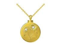 SOULMEET Daisy Sunflower Memorial Gold Necklace for Ashes Holder Daisy Flower Urn Pendant with Engravable Back Jewelry for Women Men Keepsake for Loss of Loved One Mom Dad Grandma Grandpa Dog Cat