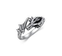 SOULMEET Dragon Ring Sterling Silver Adjustable Oxidized/Custom Engraved Dragon Ring Jewelry Gift for Women Girls Men Boys,Size 8