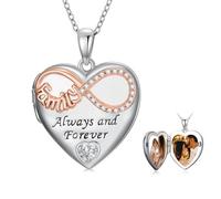 SOULMEET Heart Infinity Family Locket Necklace for Women with Cubic Zircon That Holds 2 Pictures Memorial Silver Pendant Gift for Mum Dad Wife Christmas Valentine Mother Day