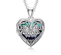 SOULMEET Personalized Vintage Sunflower/Butterfly/Bee Locket Sterling Silver/Gold Locket Necklace That Holds 1 or 2 Pictures Memorial Insects Photo Locket Custom Any Photo Healing Gift, Metal, Cubic