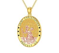 SOULMEET Plated Gold Oval Christian Saint Christopher Carrying the Christ Locket That Holds Pictures Amulet Gift for Prayers Men Women (Locket only)
