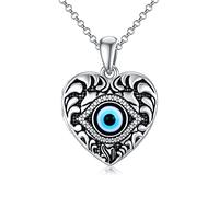 SOULMEET Sterling Silver Heart Shaped Evil Eye Locket Necklace That Holds Pictures Photo Personalized Locket Necklace