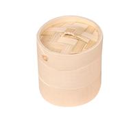 Soulnioi 18CM Bamboo Steamer, Traditional Design Chinese Food Steamer, Two Tiers With Lid, Suitable for Small Dumplingsfor Dim Sum fish meat Dumplings