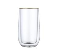 Soulnioi 270ml Double Walled Glasses Borosilicate Glass Tea Coffee Cups Insulated Drinking Glasses for Espresso Cappuccino Milk Hot Chocolate (Glod Rim)